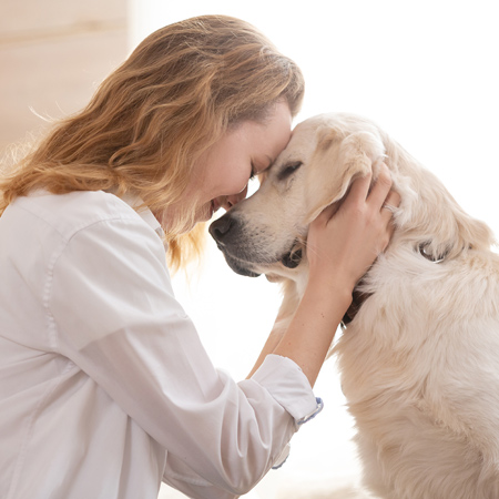 women and dog